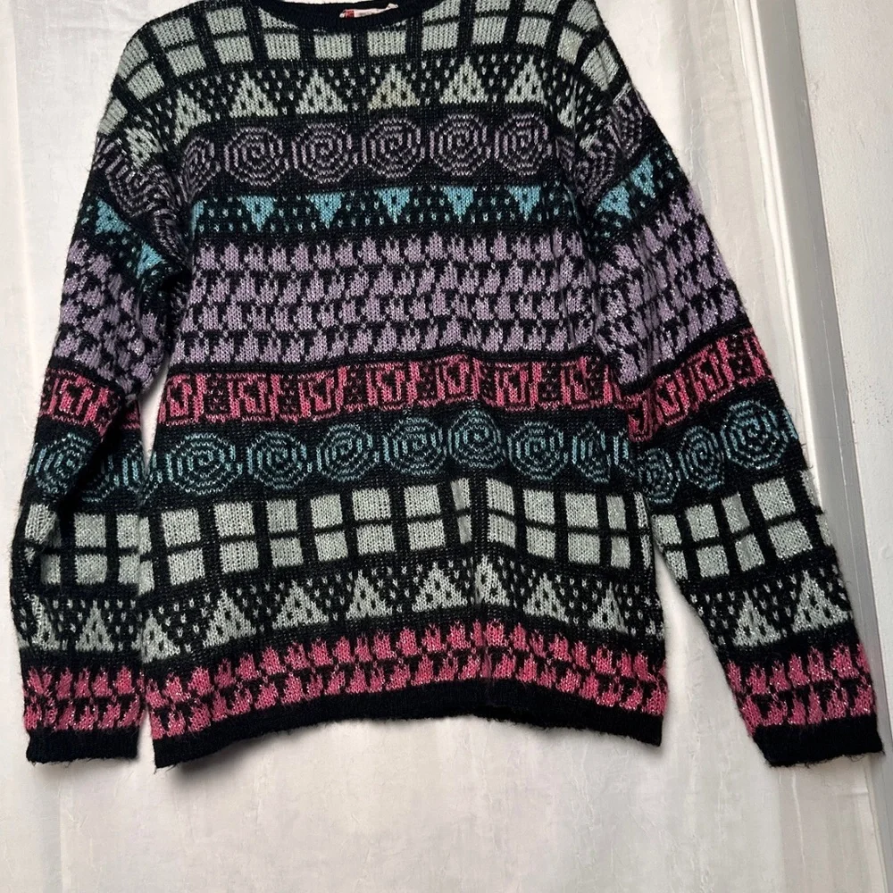 3/$20 💥 Vintage Lindsey Blake Wool Blend Cozy Geometric Print Crewneck‎ Sweater